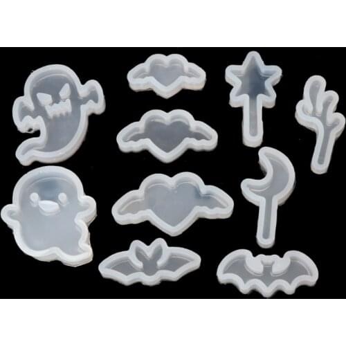 10Pcs Star Moon Ghost Elf Love Pendant Jewelry Silicone Mold Resin Craft Tool