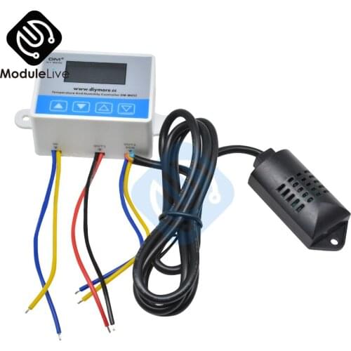 DC 12V LCD Display Temperature and Humidity Controller with 1m SHT20 Sensor Thermostat Humidistat Heating Cooling Incubator