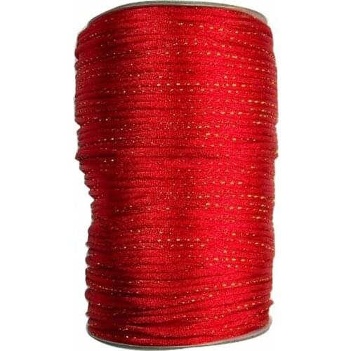 2mm Red Jewelry Findings Nylon Cord Add Gold Line Rattail Satin Macrame Rope Accessories Bracelet Cord 350M/Roll