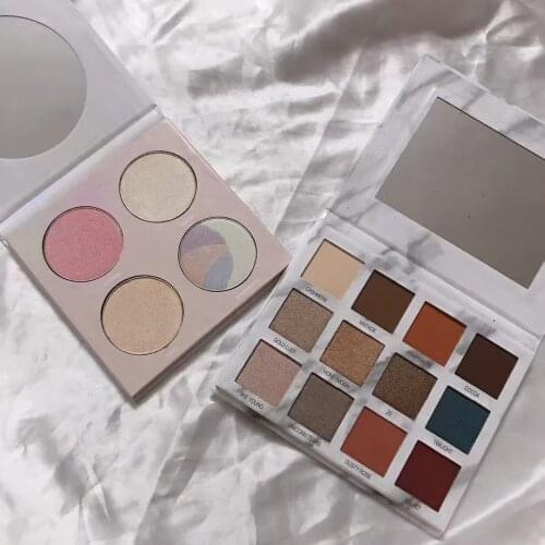 2PC 4 Colors +12 Colors Marble Eye Shadow Palette Cosmetic Makeup Pallete Wholesale Sombras De Ojos Profesional