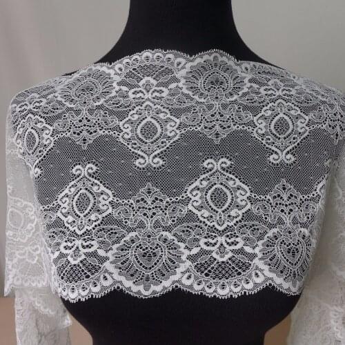 5 Yards/lot Free Shipping 7.9" Width Soft Scalloped Stretch Lace Trim In White/Black Elastic Mesh Lace Trim