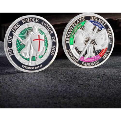 50pcs Put On the Whole Armor Of God Commemorative Challenge Coin Collection Gift Coins Silver Plate