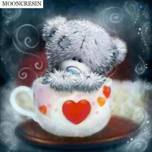 5D Diy Diamond Painting Bear Teddy Cartoon Square Diamond Embroidery Cross Stitch Mosaic Crystal Needlework Living Room Decor