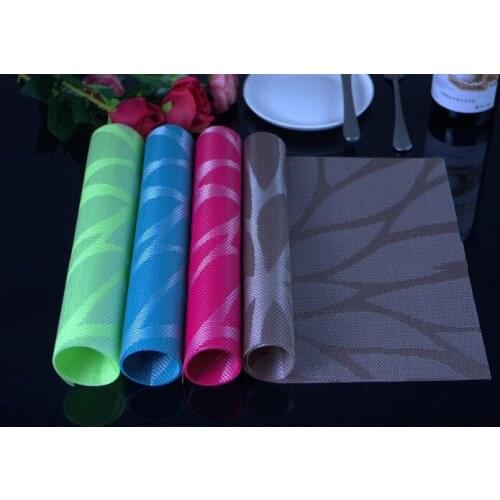 6pcs Dining Table Mat Kitchen Accessories Silicone Pvc Placemat Pad Placemats for Table Waterproof Heat Insulation Pads OK 1070