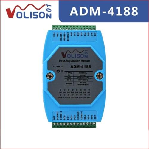 ADM-4188 8 digital inputs 8 digital outputs 8DI / DO acquisition module RS485 MODBUS