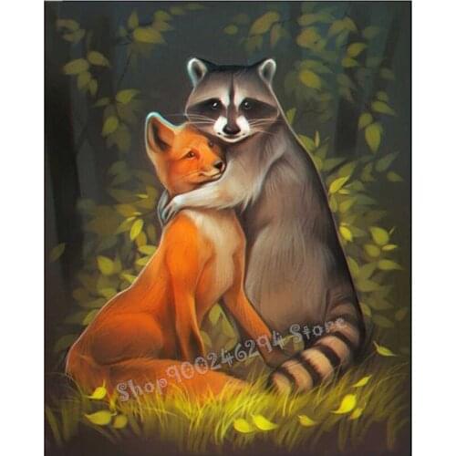 5d Diamond Painting Fox Raccoon Diy Picture Of Rhinestones Handmade Craft Diamond Embroidery Animal Mosaic Home Decor FF3344