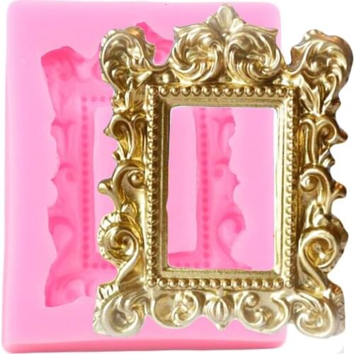 Baroque Mirror Frame Silicone Mold Wedding Relief Fondant Molds Cake Decorating Tools Candy Chocolate Gumpaste Clay Resin Moulds