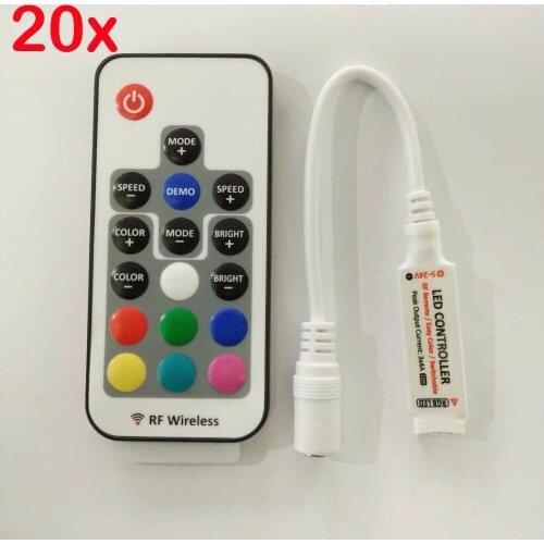 FREE DHL 20pcs/lot Hight quality DC5V~24V 12A Mini LED RGB Controller RF remote control wiress 3 Years Warranty