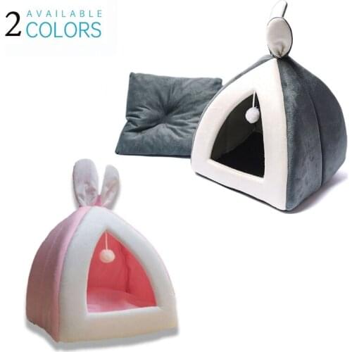 Pet Nest Tent Rabbit Ears Cat Dog Mattress Thickened Comfortable Warm Cute Sleeping Nest Kitten Puppy Supplies Cama Gato