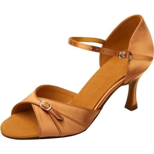 Women Professional Salsa Tango Party Dancing Shoes Ballroom Latin Dance Shoes Girls Latin Salsa Party Dance Sandal Low Heel