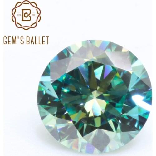 GEMS BALLET Green Moissanite Loose Stone Round Brilliant Cut 1ct 3ct 5ct VVS Hearts Arrows Excellent Cut Lab Grown Diamond