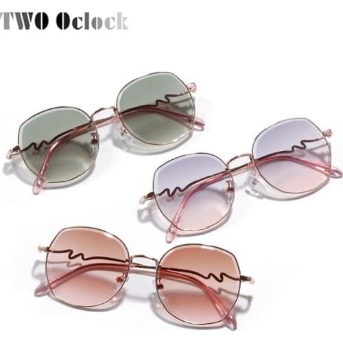 TWO Oclock Chic Sunglasses Women Anti UVA UVB Sun Glasses For Women Metal Frame Brown Gradient Shades Female Oculos W3001