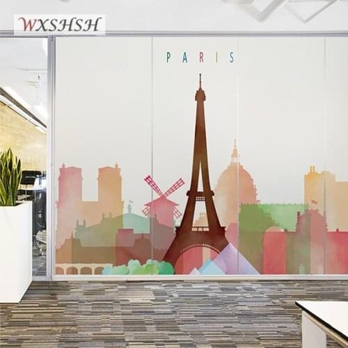 City Silhouette Static Cling Window Film Custom Size Water-Proof Sun-Blocking Privacy Protection Home Decoration Stained Sticker