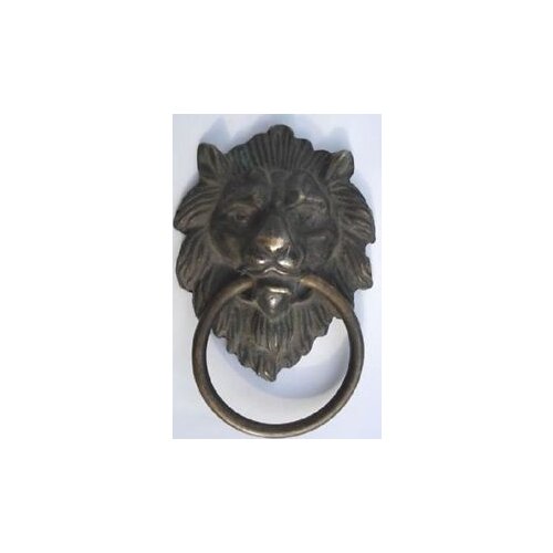 Chinese Old Chinese Bronze Fierce Lion Head Door Knocker 4.4" High decoration bronze factory outlets