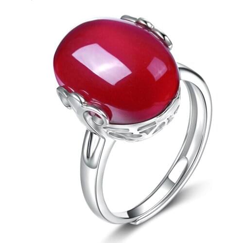 Luxury Big Oval Egg Rose Pink Crystal Woman Wedding Engagement Sterling Silver Rings Classic Anniversary Gift For Wife