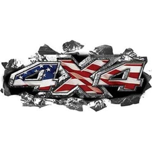 -Metal perforated 4x4 Truck Sticker (American flag), Weston ink for car / truck / Laptop / laptop and advertising PVC