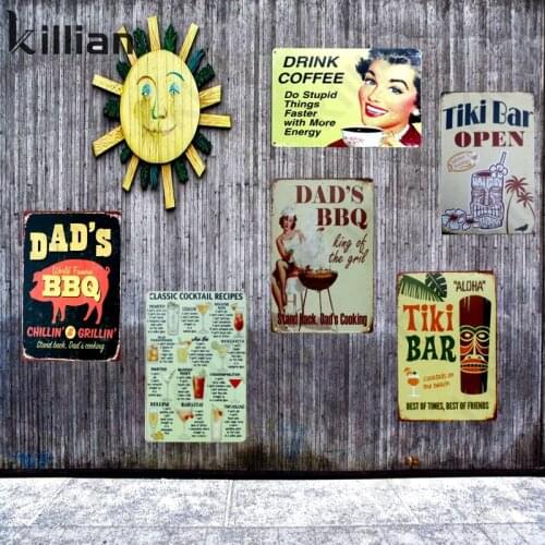 Retro Metal Plaque Dads Barbecue Metal Plate Passion Primitive Landscape Metal Poster Bar Coffee Shop Metal Painting Decoration