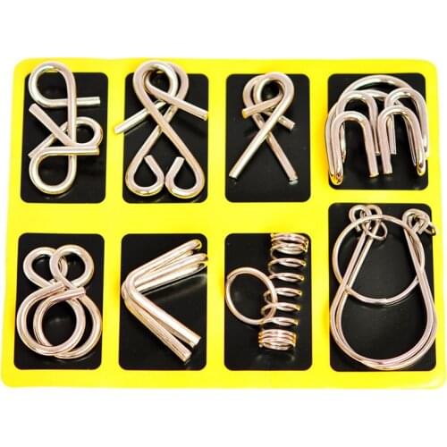 1PCS Random Pattern 3D Interlocking Metal Puzzle IQ Wire Brain Teaser Game for Children Adults Kids