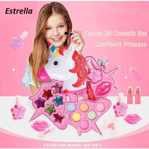 Fashion Girl Cosmetics Box Kids Makeup Set Girl Makeup Toys Washable Pretend Play Makeup Toys For Girls Dressing Up Toys