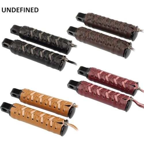Motorcycle Footrest Vintage PU Leather Foot Pegs Cover For Harley Sportster 883 Touring Road King Dyna Breakout Softail V-Rod