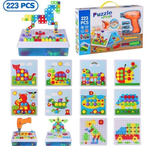 223Pcs Electric Drill Screw Group Toy Nut Disassembly Assembly Tools Sets DIY 3D Puzzle Toys Children Educational Toys Kids Gift