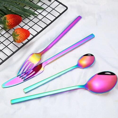 4pcs Golden Top Quality Cutlery Set Stainless Steel Steak Knife Fork Party Gold Food Tableware Cutlery Sets