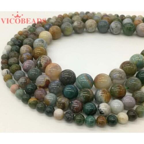 Natural Stone New AAAAA+ Quality Ocean Jaspers Round Beads 15" Strand 6 8 10 12MM Pick Size For Jewelry Making