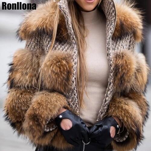 YZ Furture 2020 New real Raccoon Fur Short Coat For Women hot sale customize Winter keep To Warm Raccoon fur Full sleeve outwear