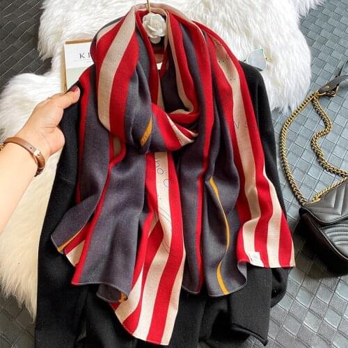 New European and American style travel vacation autumn scarf women fashion wild stripe scarf seaside shawl beach towel