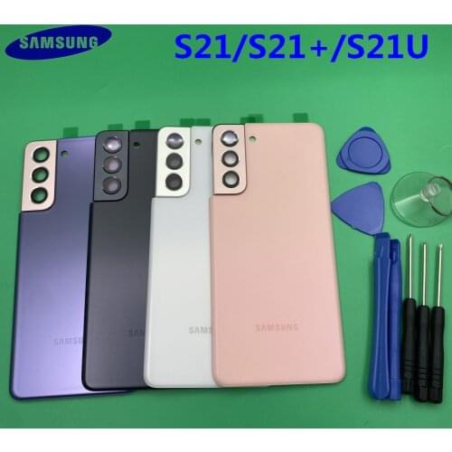 Original For Samsung Galaxy S21 G991 G990 Plus G996 Ultra G998 Back Battery Cover Rear Door Housing Camera Lens Frame Adhesive