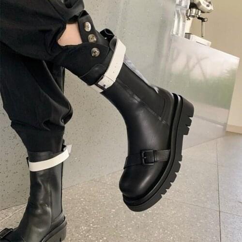 2021 Fall Thick-soled Sleeve Single Boots White Trifle Martin Boots Thick Heel All-match Short Boots Trendy Boots Smoke Boots