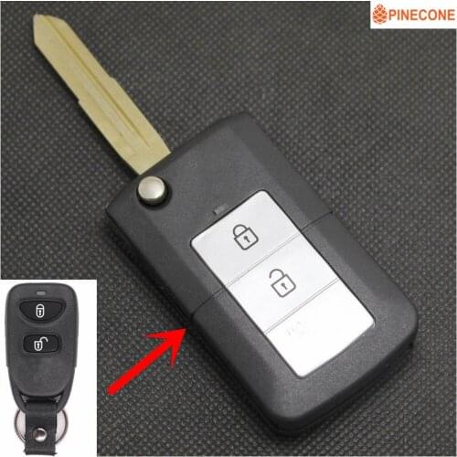 PINECONE for HYUNDAI TUCSON Key Car Key Case Styling 2+1 Button Uncut Brass Blade Remote Car Key Shell 1 PC