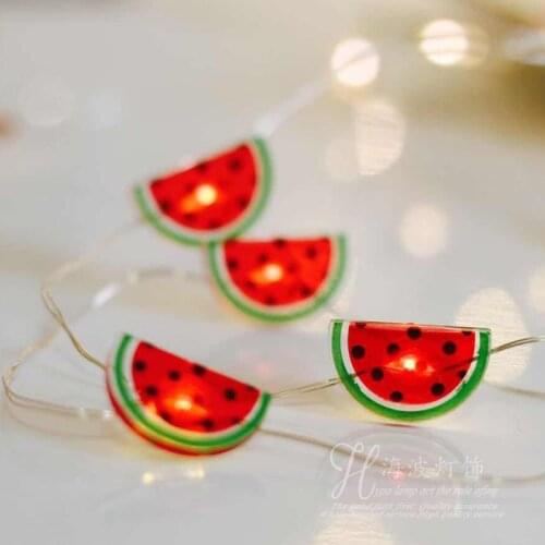 Battery Powered LED Hanging Lights Watermelon String Fairy Light for Christmas Party Patio Bedroom Kids Room Home Decoration