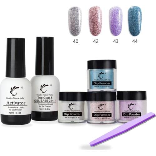 7 Pcs/Set Nail Dip Powder 12ml Top Base 2 in 1 Gel File Kit No Lamp Cure Acrylic System 10g Dipping Powder Salon Decor Tool