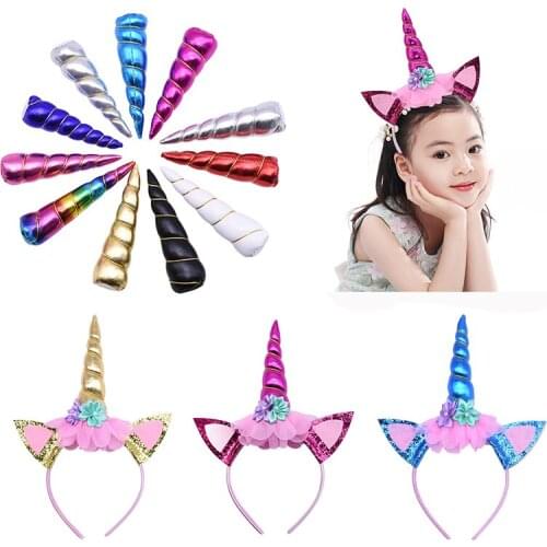 1pcs Cute Unicorn Girls Headbands Kids Favors Glitter Unicorn Horn Hairband for Theme Party Hair Hoop Headwear Props Accessories