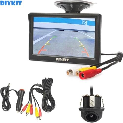 DIYKIT Wired 5" HD LCD Display Rear View Monitor Car Monitor Mini Car Cam Rear View Car Camera Reversing System