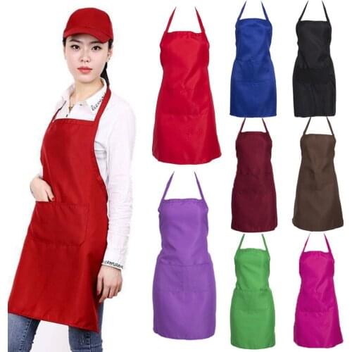 Adjustable Men Women Restaurant Chef Classic Cooking Bib Apron Dress With Pockets Butcher Craft Baking Kitchen Cooking BBQ