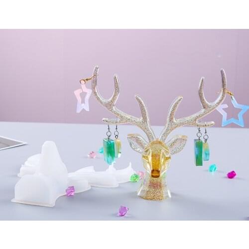 Christmas Antlers DIY Epoxy Resin Molds Handmade Antlers Decoration Silicone Mold Jewelry Display Stand for 2021