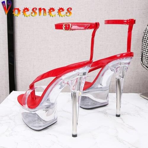 Transparent Platforms Woman Sandals 2021 New Female Sexy Peep Toe Flip Flops High Heels 15cm Stiletto Ladies Pole Dance Shoes
