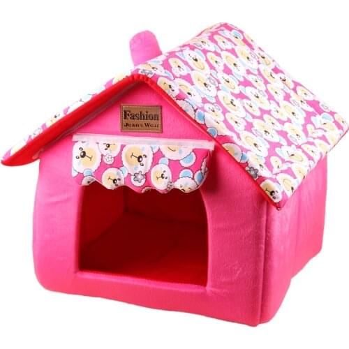 Collapsible doghouse Cartoon Dog Bed Pet Puppy nest Cat House kennel pet home Red Green Yellow Blue Free shipping