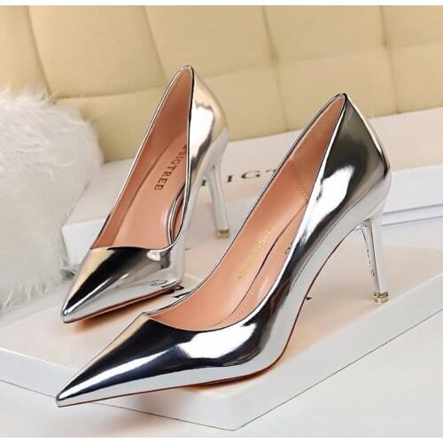 Wedding High Heels Shoes Pumps Ladies 2020 Casual Sexy Women Bling Nightclub Party Shoes Pointed Toe Female Thin Heels Pumps