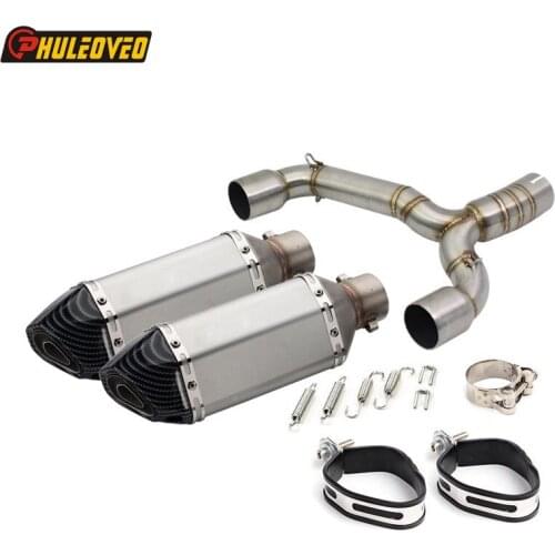 Motorcycle GSR400 BK400 BK600 Exhaust Middle Link Pipe with Length 310mm Exhaust Muffler Escape Connect Pipe Carbon Look Exhaust