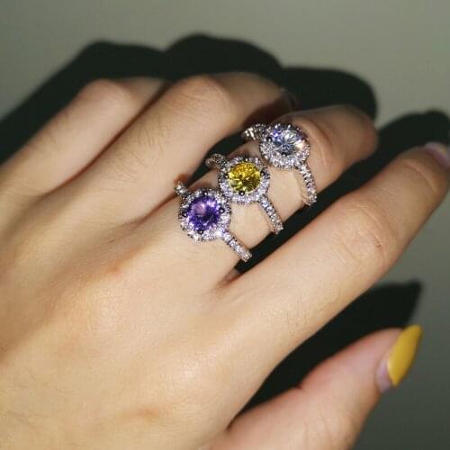 YINHED 3 Colors 1ct Cubic Zircon Diamant Wedding Rings for Women 100% 925 Sterling Silver Bridal Engagement Jewelry Ring ZR610