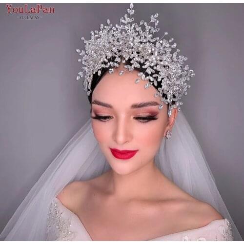 YouLaPan HP385 Full Rhinestone Bridal Crown Hair Accessories Silver Wedding Headdress Luxury Headband Jewelry Handmade Headwear