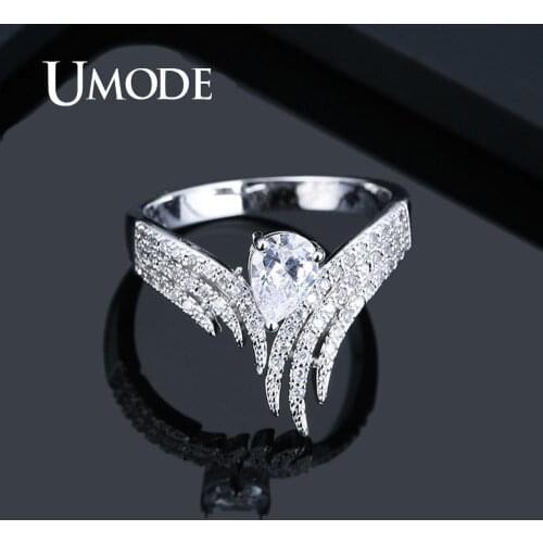 UMODE Hands Finger Rings for Women Waterdrop Cubic Zirconia Rings Girls Wedding Engagement Rings Fashion Jewelry Gifts UR0581