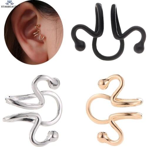 1pc Punk Snake Helix Piercing Tragus Piercing Labret Lip Ring Non Pierced Earrings Alloy Ear Cuff Clip Fake Piercing Ear Pircing