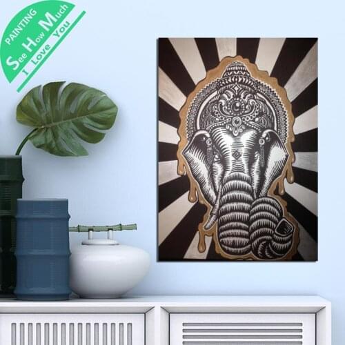 1 Piece Elephant Buddha Mandala God HD Printed Canvas Wall Art Posters and Prints Poster Painting Framed Artwork Room Decoration