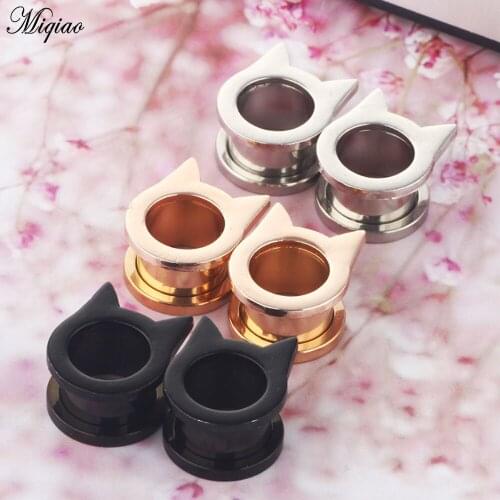 Miqiao 2 Pcs Fashion Hipster Bat Piercing Ear Expander New Stainless Steel Ear Expanding Earrings Unisex