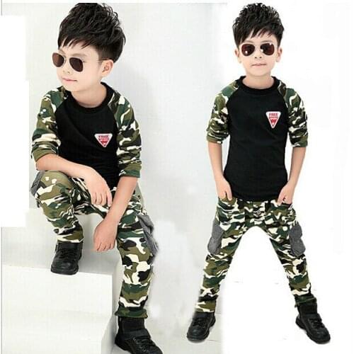 2018 New Camouflage Kids Clothing Set for Boys&Girls Spring&Autumn Cotton Camo Boys Sports Set Active Girls Clothing Sets,YC018