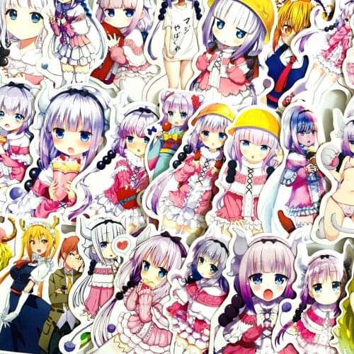 37pcs 2021 Amine Dragon Maid Stickers For Suitcase Skateboard Laptop Luggage Fridge Phone Car Styling DIY Decal Sticker